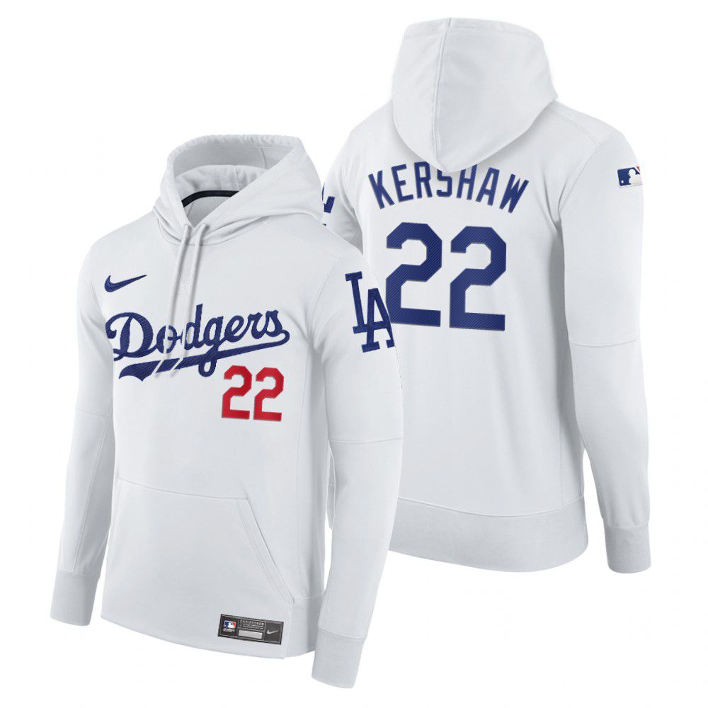 Men Los Angeles Dodgers #22 Kershaw white home hoodie 2021 MLB Nike Jerseys->los angeles dodgers->MLB Jersey